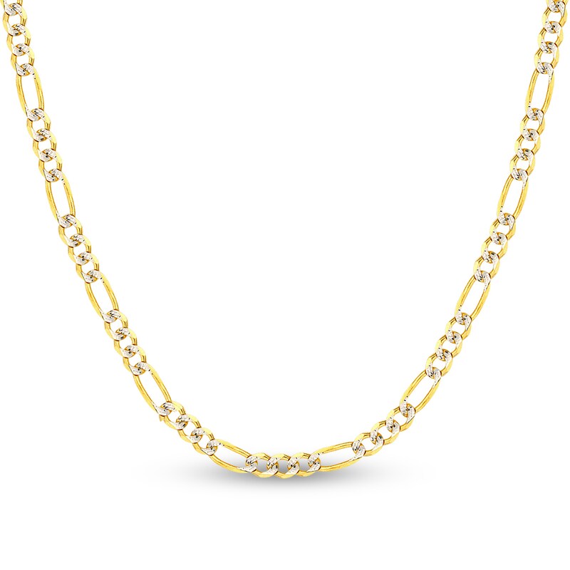 Main Image 1 of Solid Figaro Chain Necklace 14K Two-Tone Gold 20" 4.75mm