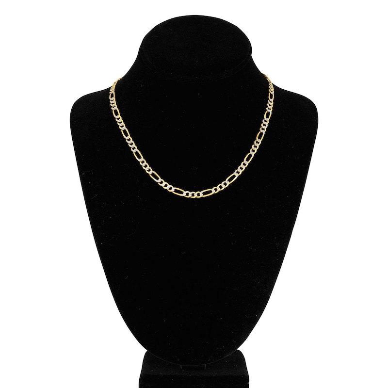 Main Image 4 of Solid Figaro Chain Necklace 14K Two-Tone Gold 20" 4.75mm