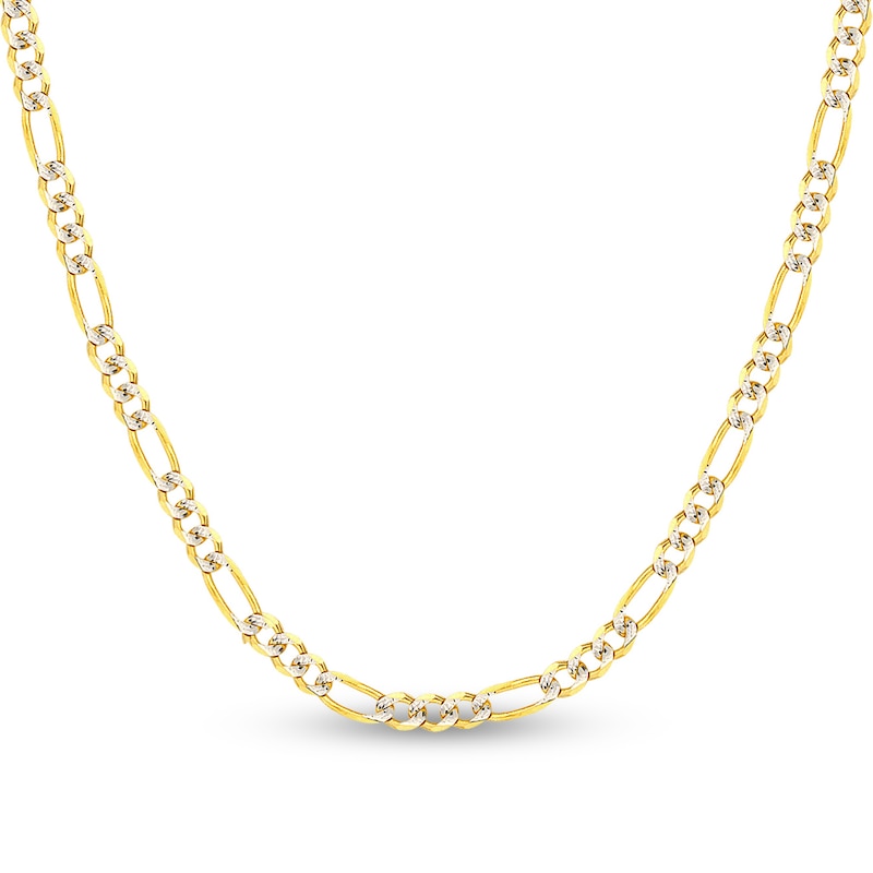 Main Image 1 of Solid Figaro Chain Necklace 14K Two-Tone Gold 24" 5.8mm