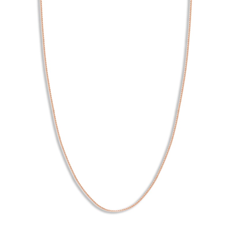 Main Image 1 of Round Solid Wheat Chain Necklace 14K Rose Gold 18" 1.25mm