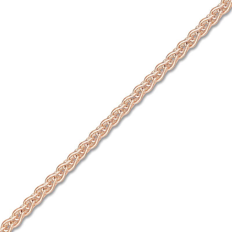 Main Image 2 of Round Solid Wheat Chain Necklace 14K Rose Gold 20" 1.25mm