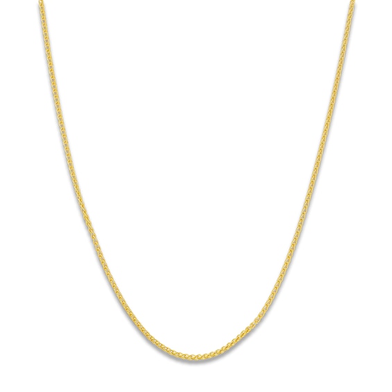 Round Solid Wheat Chain Necklace 14K Yellow Gold 16" 1.25mm