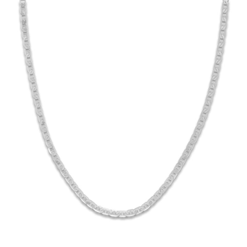 Solid Mariner Chain Necklace 14K White Gold 20" 3.7mm