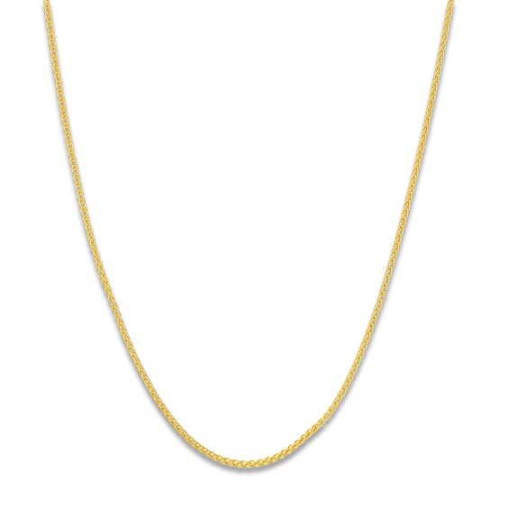 Round Solid Wheat Chain Necklace 14K Yellow Gold 18" 1.25mm