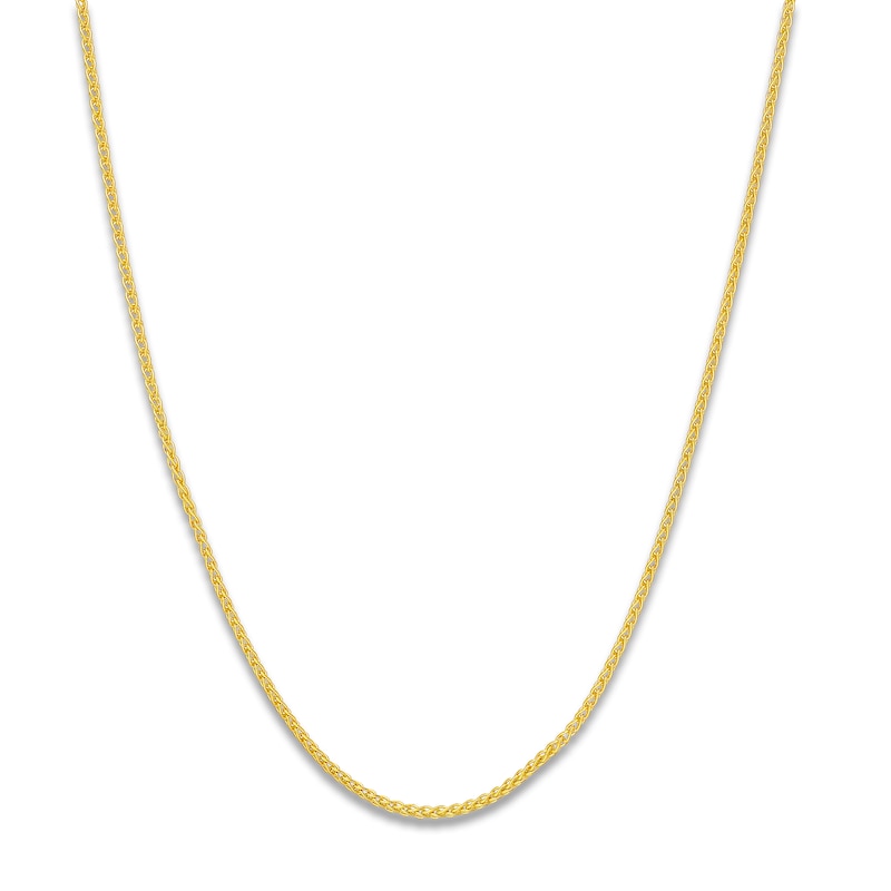 Main Image 1 of Round Solid Wheat Chain Necklace 14K Yellow Gold 18" 1.25mm