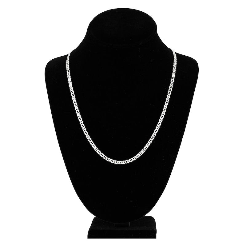 Main Image 4 of Solid Mariner Chain Necklace 14K White Gold 22" 3.7mm