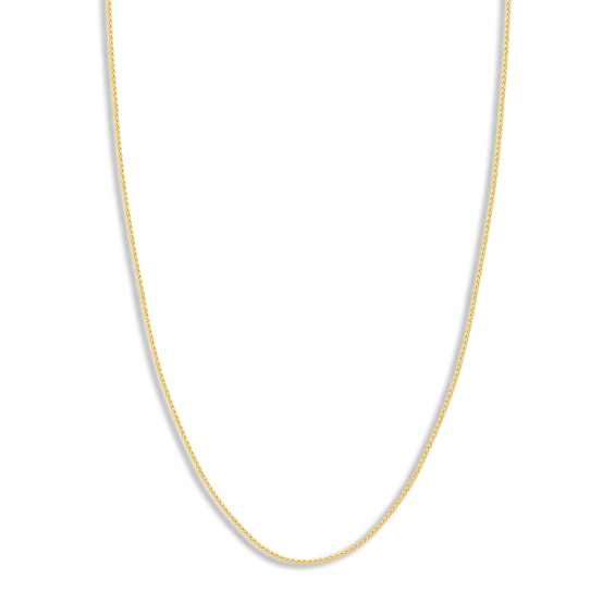 Round Solid Wheat Chain Necklace 14K Yellow Gold 20" 1.25mm