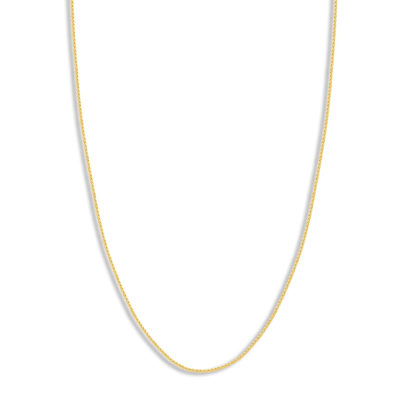Main Image 1 of Round Solid Wheat Chain Necklace 14K Yellow Gold 20&quot; 1.25mm