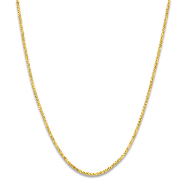 Main Image 1 of Round Solid Wheat Chain Necklace 14K Yellow Gold 24" 1.25mm