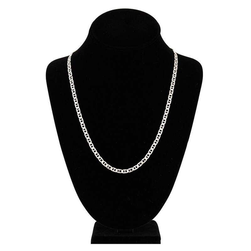 Main Image 4 of Solid Mariner Chain Necklace 14K White Gold 22" 4.4mm