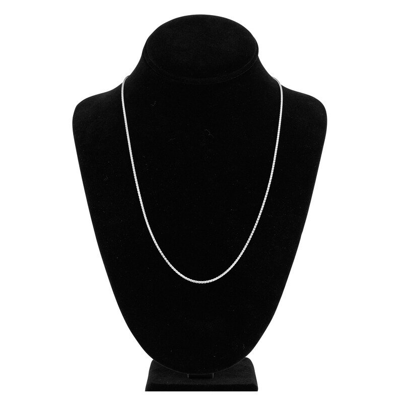 Main Image 4 of Round Solid Wheat Chain Necklace 14K White Gold 22&quot; 1.65mm
