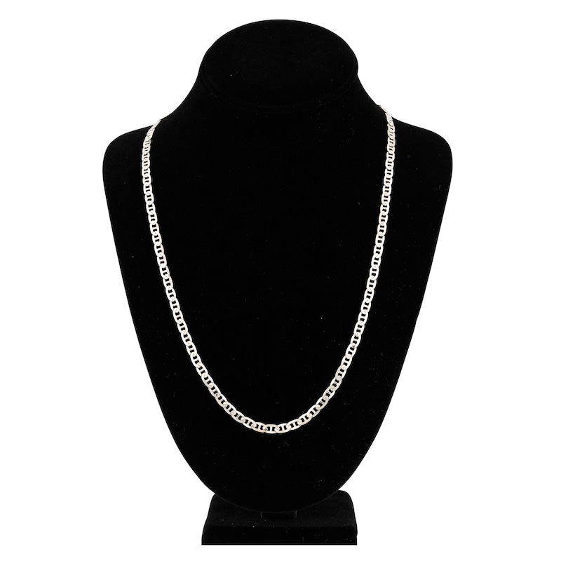 Main Image 4 of Solid Mariner Chain Necklace 14K White Gold 24" 4.4mm