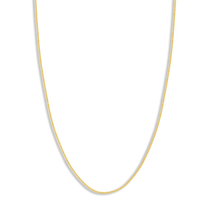 Main Image 1 of Round Solid Wheat Chain Necklace 14K Yellow Gold 16" 1.65mm