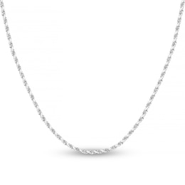 Diamond-Cut Solid Rope Chain Necklace 14K White Gold 20" 2.15mm