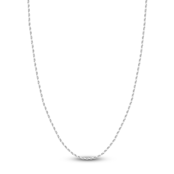 Diamond-Cut Solid Rope Chain Necklace 14K White Gold 20" 2.15mm