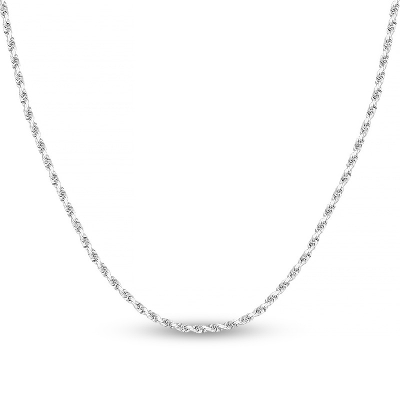 Diamond-Cut Solid Rope Chain Necklace 14K White Gold 20" 2.15mm