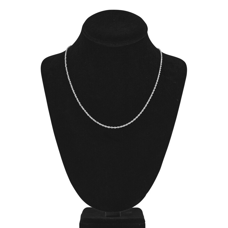 Main Image 4 of Diamond-Cut Solid Rope Chain Necklace 14K White Gold 20" 2.15mm