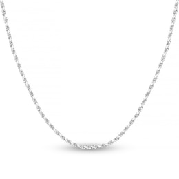 Diamond-Cut Solid Rope Chain Necklace 14K White Gold 22" 2.15mm