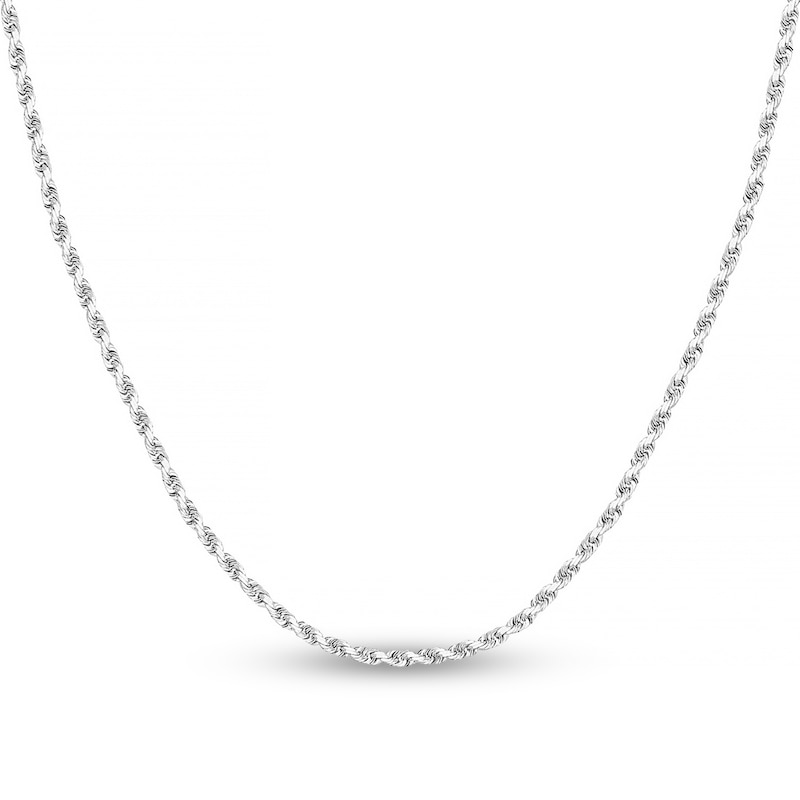 Diamond-Cut Solid Rope Chain Necklace 14K White Gold 22" 2.15mm