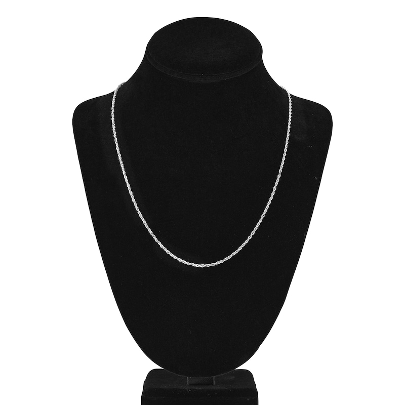 Main Image 4 of Diamond-Cut Solid Rope Chain Necklace 14K White Gold 22" 2.15mm