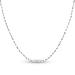 Diamond-Cut Solid Rope Chain Necklace 14K White Gold 24" 2.15mm