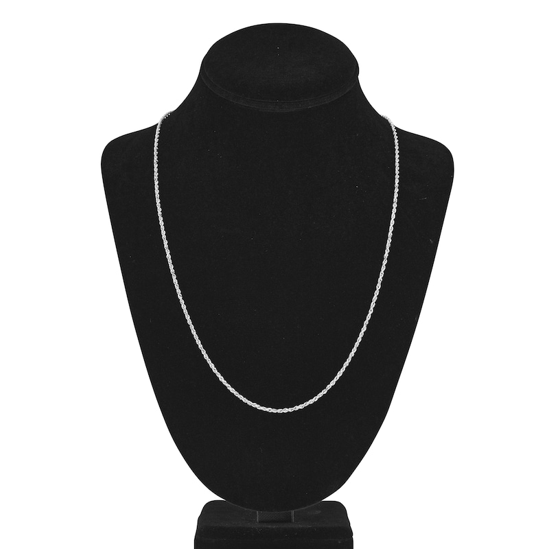 Main Image 4 of Diamond-Cut Solid Rope Chain Necklace 14K White Gold 24" 2.15mm