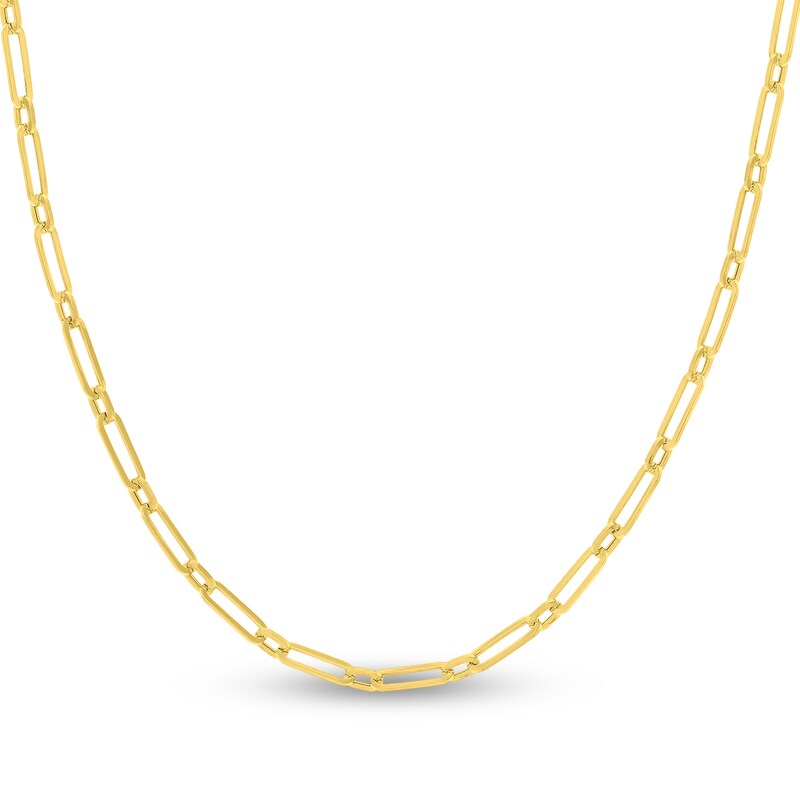 Main Image 1 of Hollow Paper Clip Chain Necklace 14K Yellow Gold 18" 3.8mm
