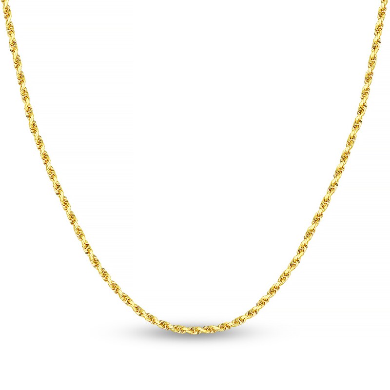 Diamond-Cut Solid Rope Chain Necklace 14K Yellow Gold 16" 2.15mm