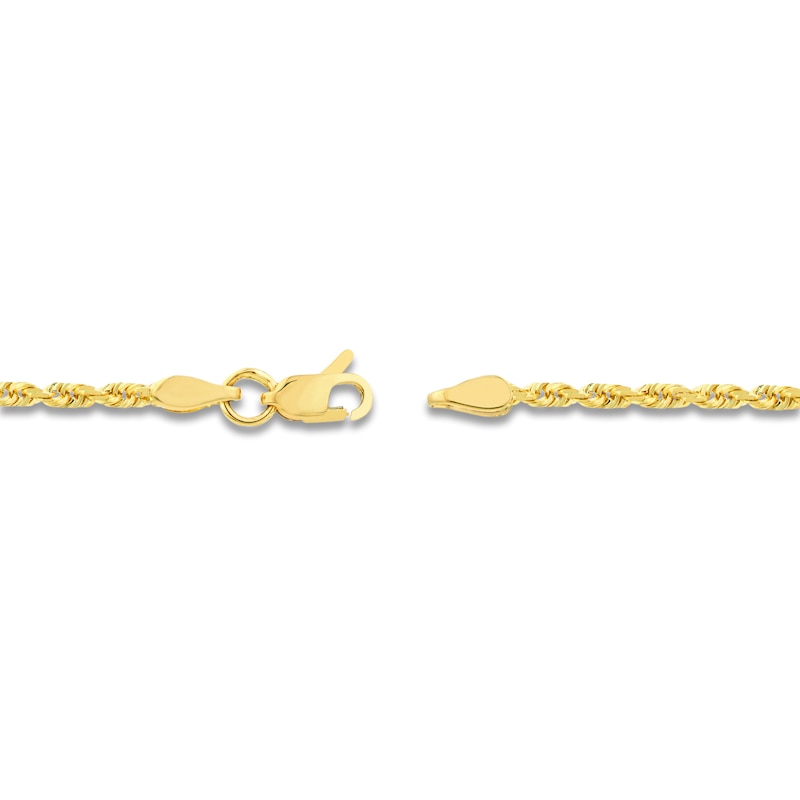 Main Image 3 of Diamond-Cut Solid Rope Chain Necklace 14K Yellow Gold 16" 2.15mm