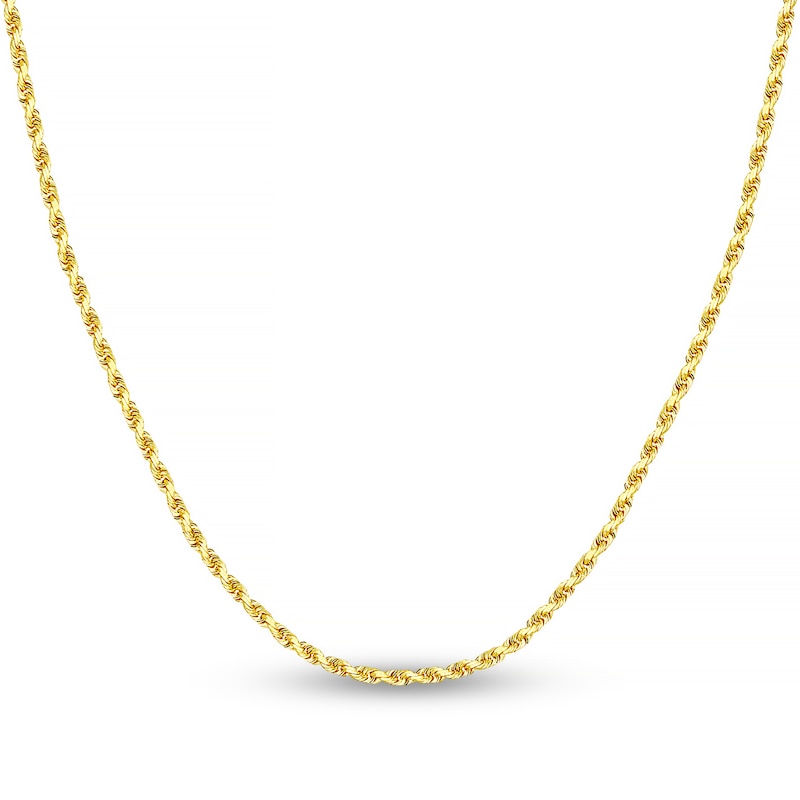 Main Image 1 of Diamond-Cut Solid Rope Chain Necklace 14K Yellow Gold 20" 2.15mm
