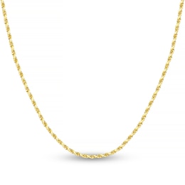 Diamond-Cut Solid Rope Chain Necklace 14K Yellow Gold 22" 2.15mm