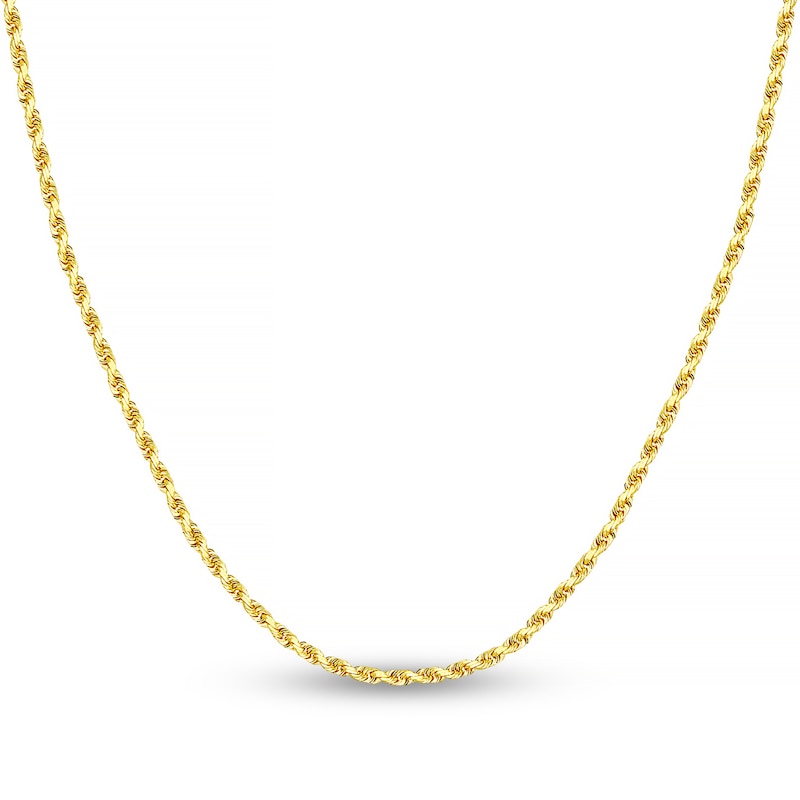 Main Image 1 of Diamond-Cut Solid Rope Chain Necklace 14K Yellow Gold 22" 2.15mm