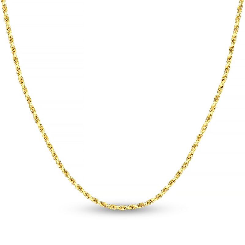 Main Image 1 of Diamond-Cut Solid Rope Chain Necklace 14K Yellow Gold 24" 2.15mm