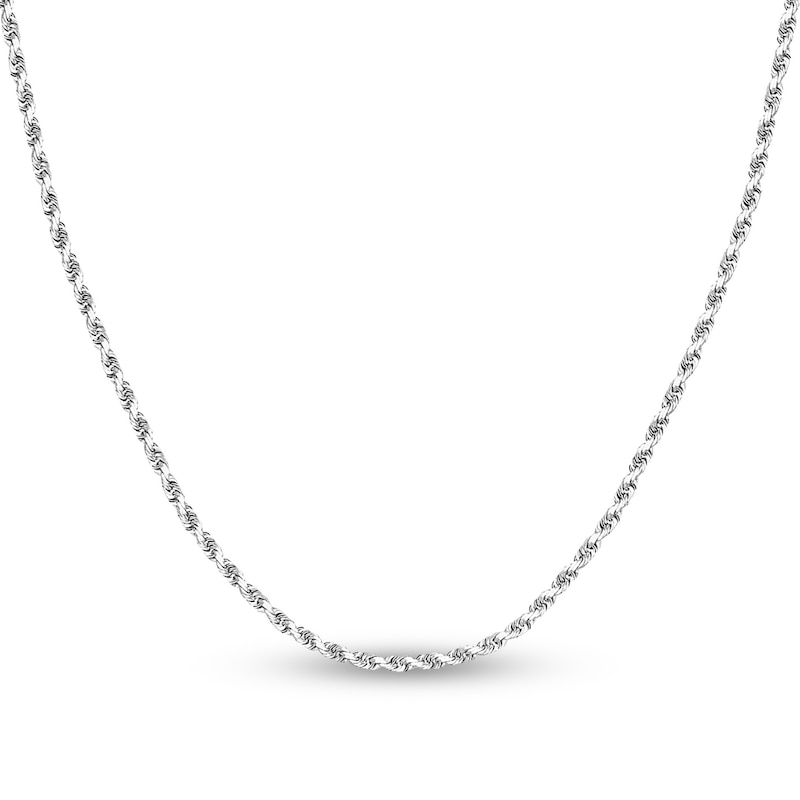 Main Image 1 of Diamond-Cut Solid Rope Chain Necklace 14K White Gold 18" 2.3mm