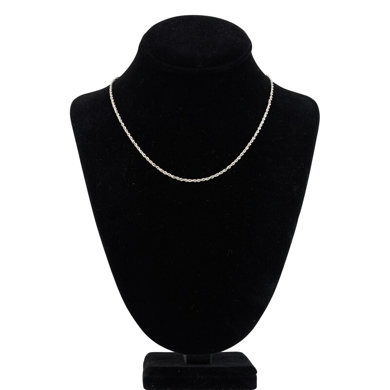 Main Image 4 of Diamond-Cut Solid Rope Chain Necklace 14K White Gold 18" 2.3mm