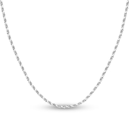 Diamond-Cut Solid Rope Chain Necklace 14K White Gold 22" 2.3mm