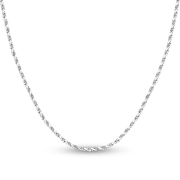 Diamond-Cut Solid Rope Chain Necklace 14K White Gold 24" 2.3mm