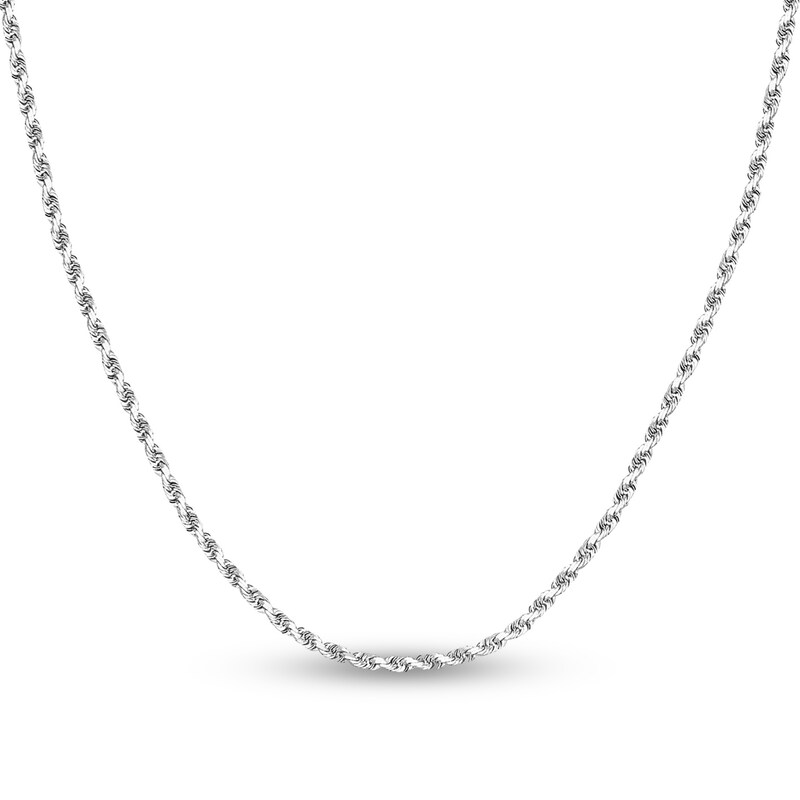 Diamond-Cut Solid Rope Chain Necklace 14K White Gold 24" 2.3mm