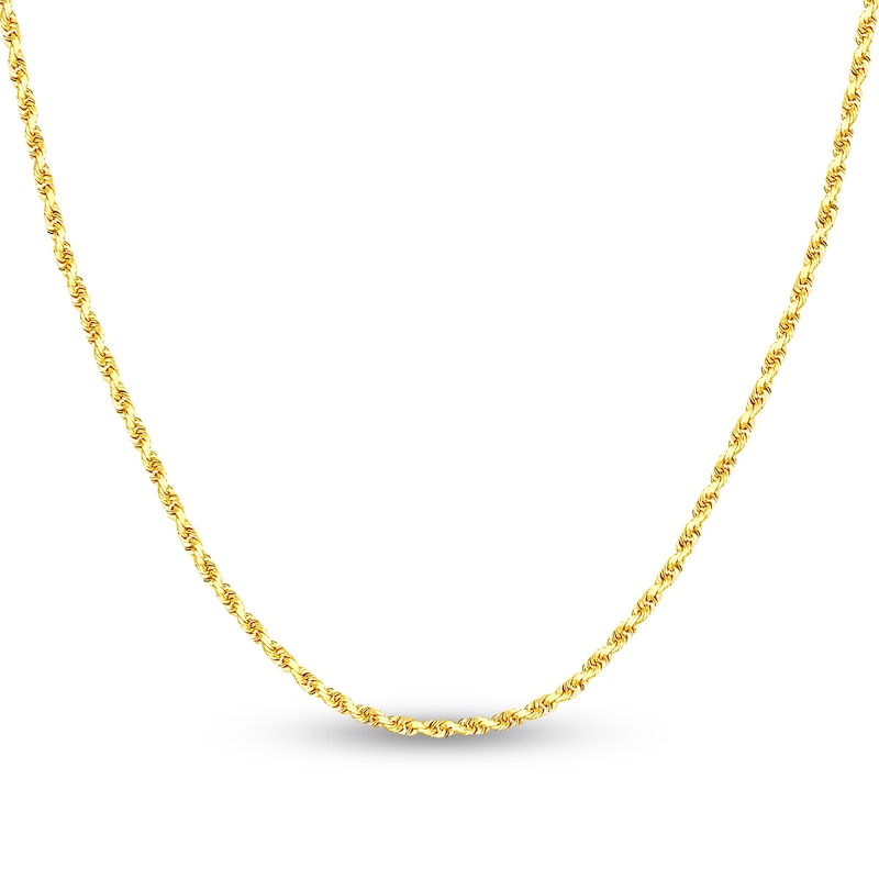 Main Image 1 of Diamond-Cut Solid Rope Chain Necklace 14K Yellow Gold 22" 2.3mm
