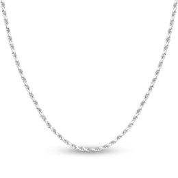 Diamond-Cut Solid Rope Chain Necklace 14K White Gold 20" 2.7mm