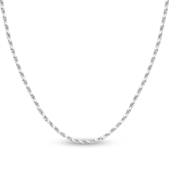 Diamond-Cut Solid Rope Chain Necklace 14K White Gold 22" 2.7mm