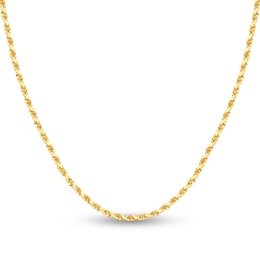 Diamond-Cut Solid Rope Chain Necklace 14K Yellow Gold 22&quot;