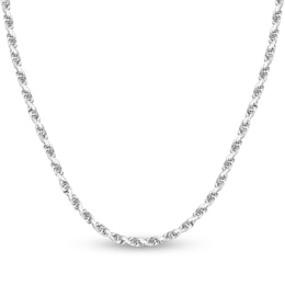 Diamond-Cut Solid Rope Chain Necklace 14K White Gold 30" 3.8mm
