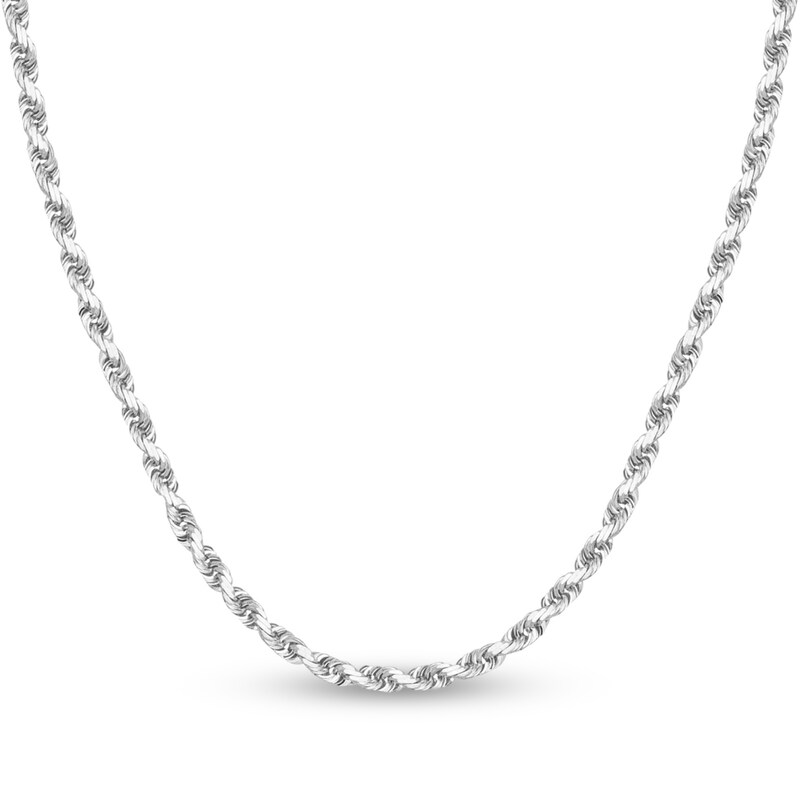 Main Image 1 of Diamond-Cut Solid Rope Chain Necklace 14K White Gold 30" 3.8mm