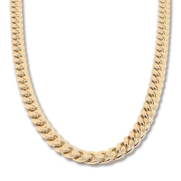 Solid Curb Link Necklace 14K Yellow Gold 24" 6.4mm