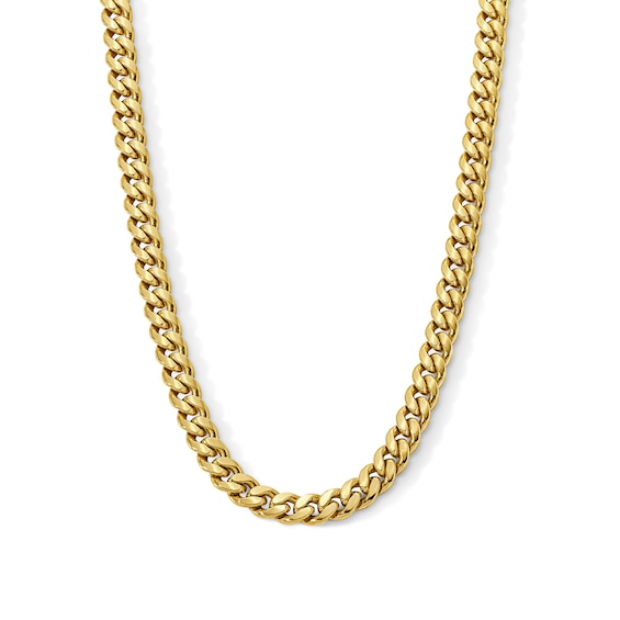 Solid Curb Link Necklace 14K Yellow Gold 24" 6.4mm