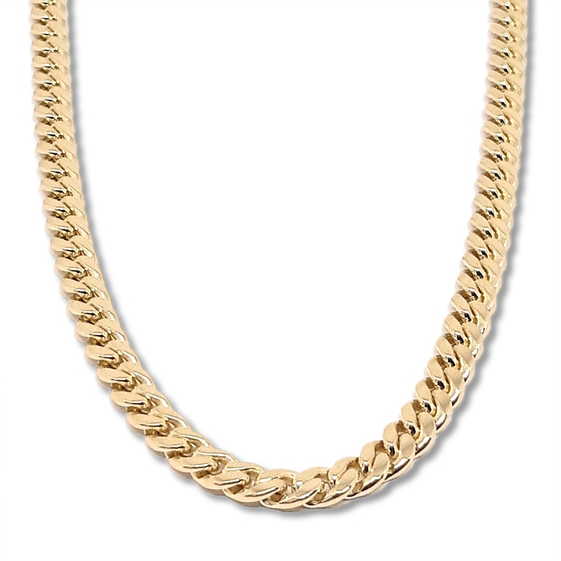 Main Image 1 of Solid Curb Link Necklace 14K Yellow Gold 24" 6.4mm