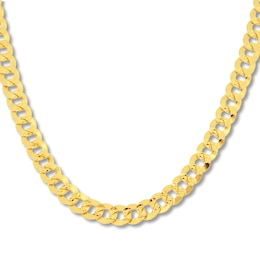 Solid Curb Chain Necklace 14K Yellow Gold 22" 6.72mm