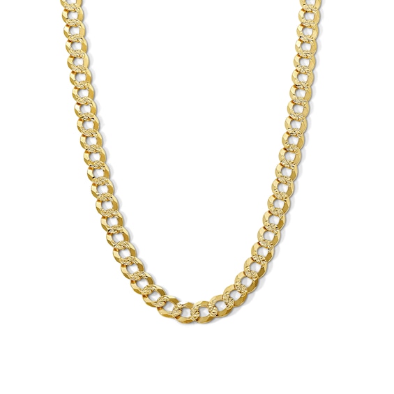Solid Curb Chain Necklace 14K Yellow Gold 22" 6.72mm