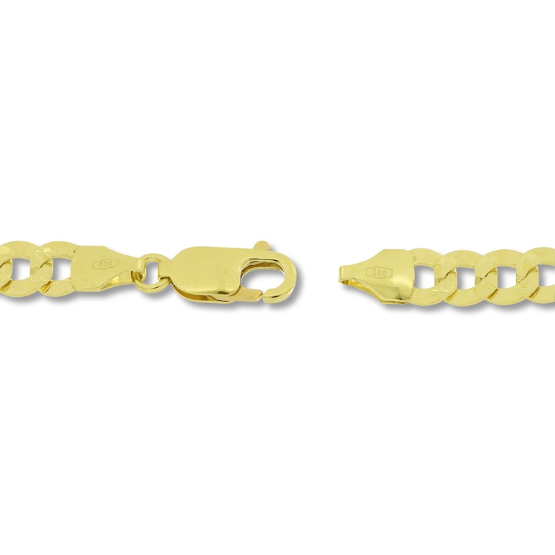 Main Image 4 of Solid Curb Chain Necklace 14K Yellow Gold 22" 6.72mm